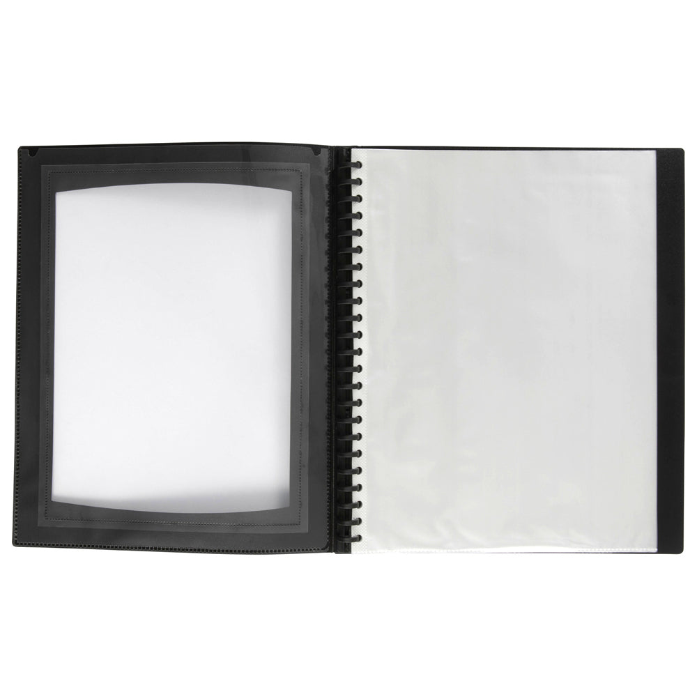 2003702-marbig-pro-20-pocket-a4-refillable-display-book-w-frame-black