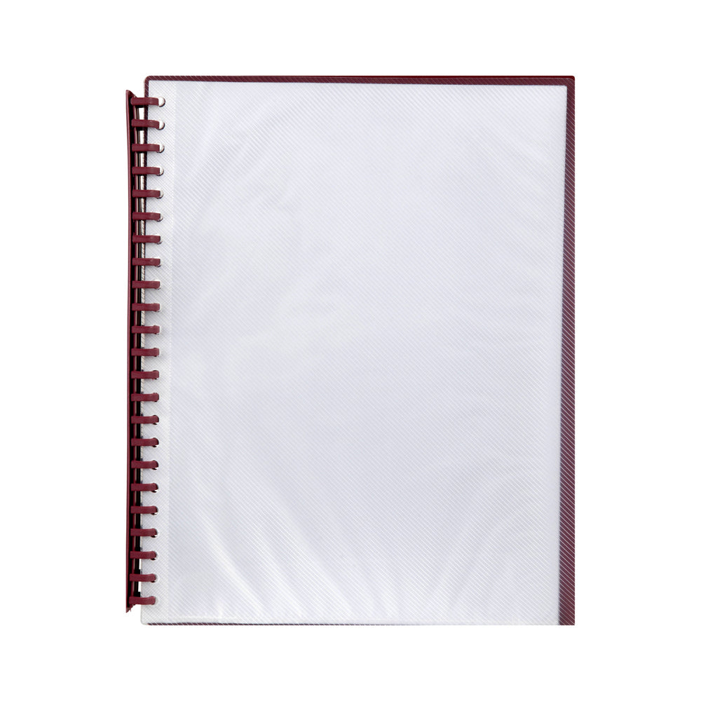 2007203-marbig-20-pocket-a4-refillable-display-book-clear-front-maroon