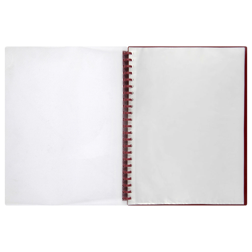 2007203-marbig-20-pocket-a4-refillable-display-book-clear-front-maroon
