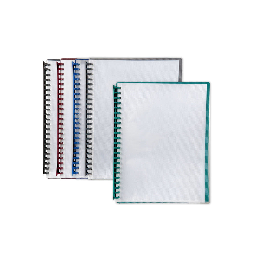 2007299-marbig-20-pocket-a4-refillable-display-book-clear-front-assorted