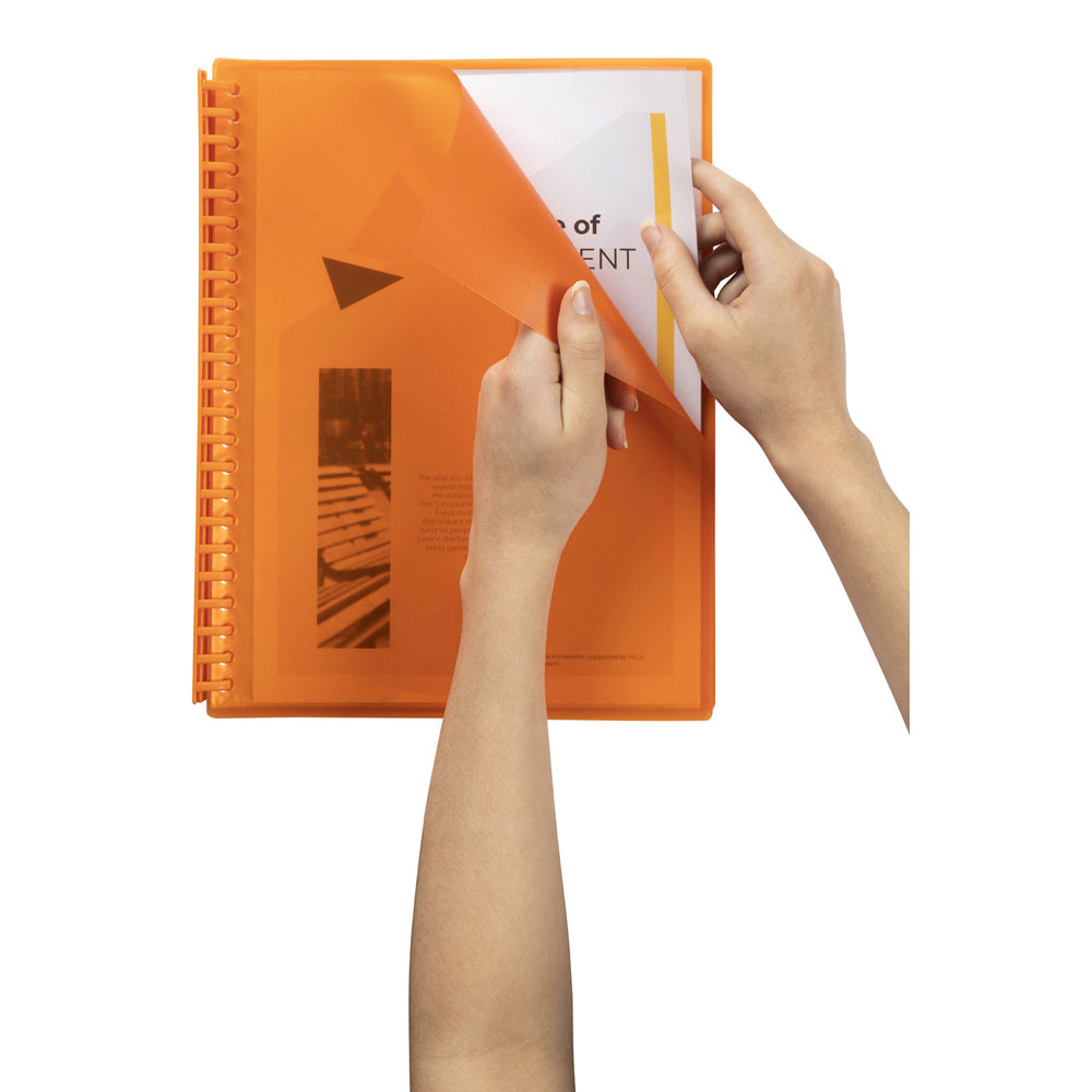 2007306-marbig-20-pocket-a4-refillable-display-book-translucent-orange