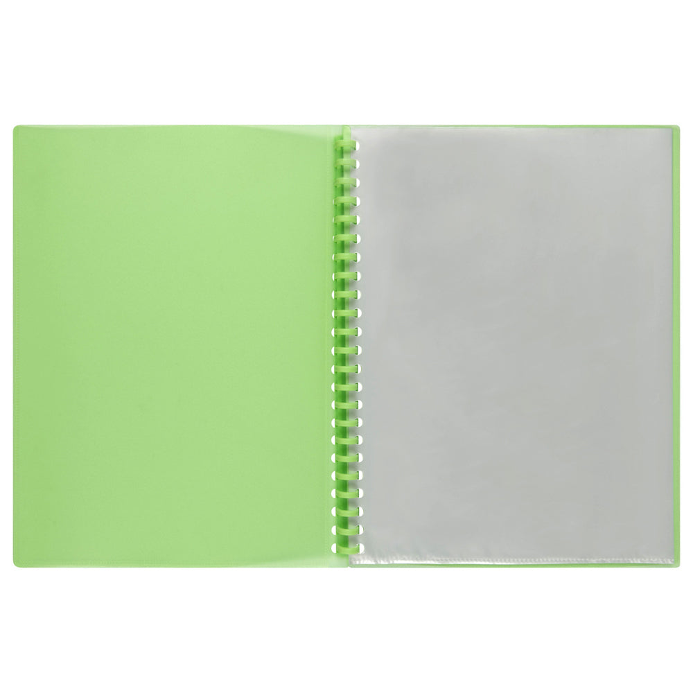2008504-marbig-20-pocket-a4-refillable-clearview-display-book-translucent-lime