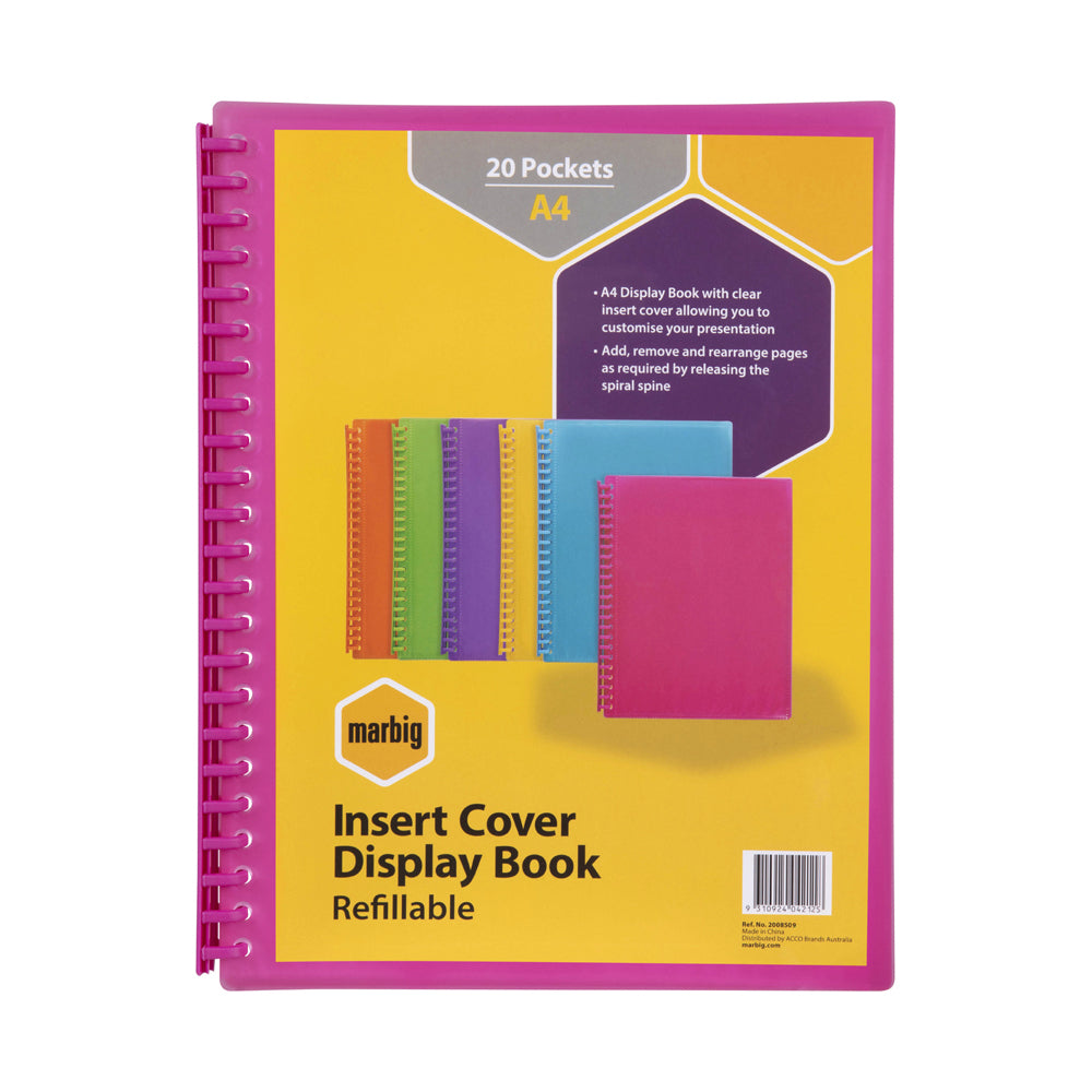 2008509-marbig-20-pocket-a4-refillable-clearview-display-book-translucent-pink