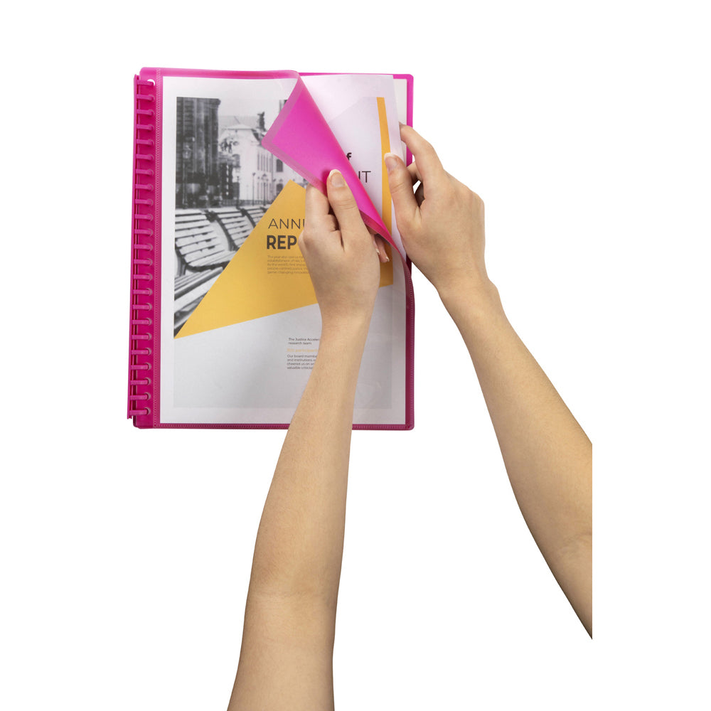 2008509-marbig-20-pocket-a4-refillable-clearview-display-book-translucent-pink