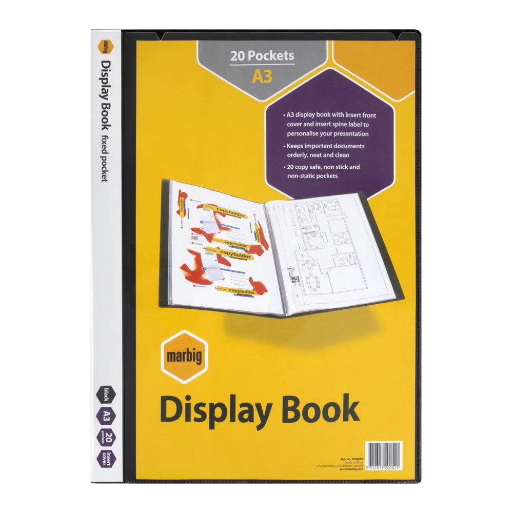 2008802-marbig-20-pocket-a3-display-book-w-insert-cover-black