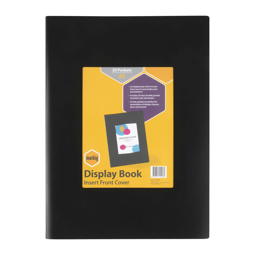 2018802-marbig-20-pocket-non-refillable-a3-display-book-w-frame-portrait-black