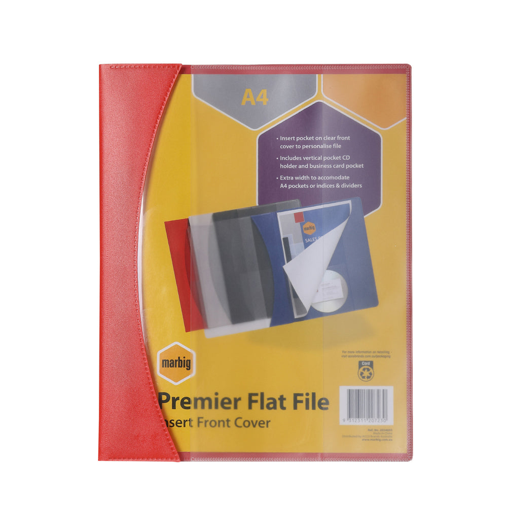 2054003-marbig-premier-a4-flat-file-folder-w-insert-cover-red