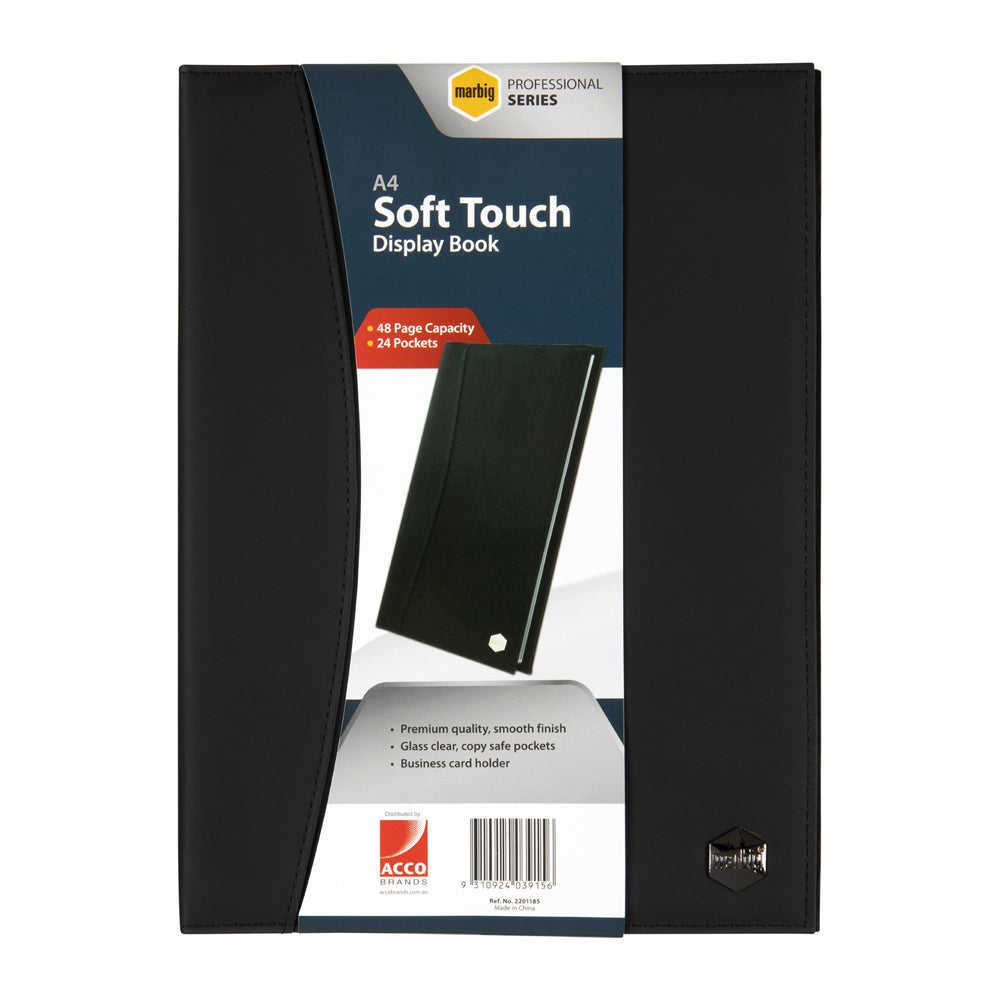 2201185-marbig-pro-soft-touch-24-pocket-a4-display-book-black