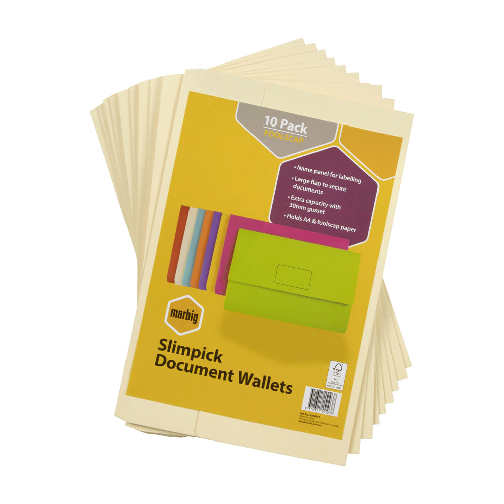4004307-10pc-marbig-brights-slimpick-foolscap-document-wallet-buff