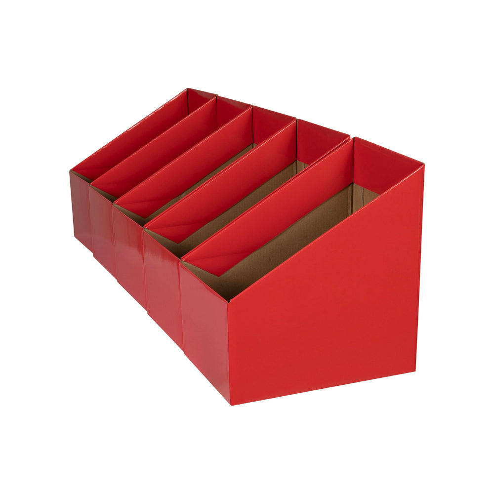 8005803-5pc-marbig-27x17cm-magazine-book-storage-holder-box-large-red