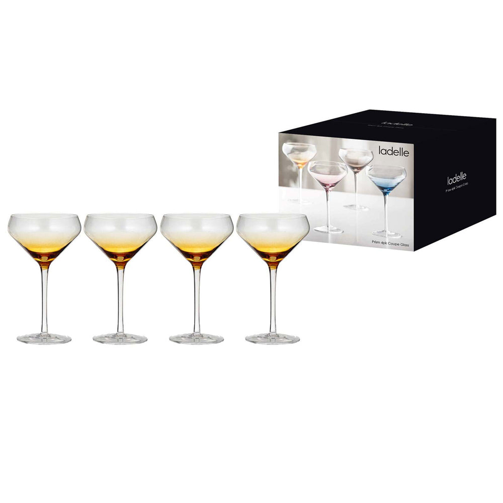 60792-4pk-ladelle-prism-240ml-coupe-glass-drinkware-set-amber