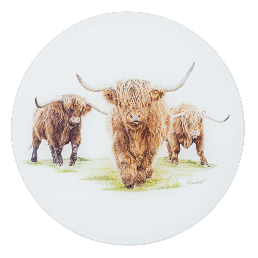 521835-ashdene-glass-30cm-highland-herd-round-surface-protector