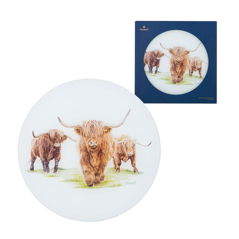 521835-ashdene-glass-30cm-highland-herd-round-surface-protector