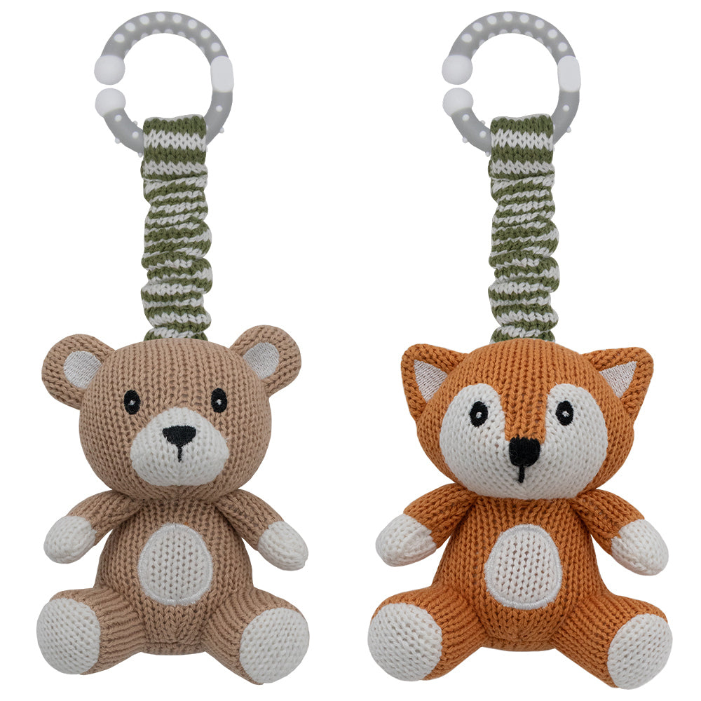 4235123-2pk-living-textiles-25cm-cotton-knit-bear-fox-stroller-toy