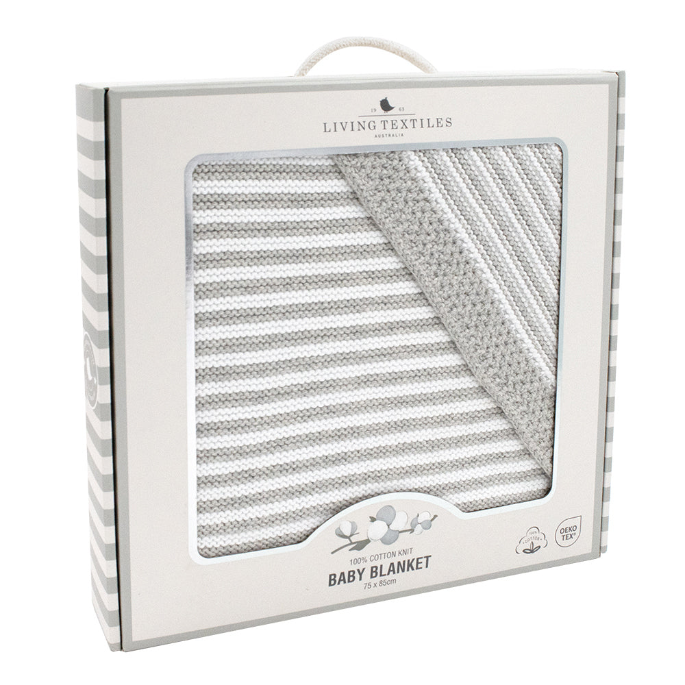 4322847-living-textiles-baby-85cm-cotton-knitted-stripe-blanket-grey-white