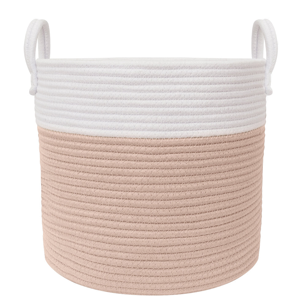 6611255-living-textiles-35cm-cotton-rope-hamper-medium-white-blush