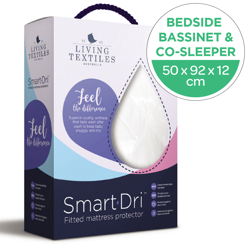 Smart-Dri 92cm Baby Waterproof Bedside Bassinet Mattress Protector - White