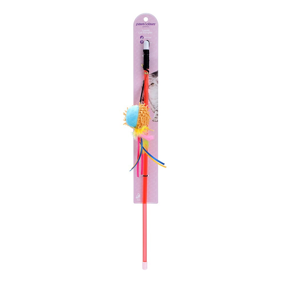 36119-paws-claws-45cm-tassel-cat-kitten-pet-toy-dangler-assorted