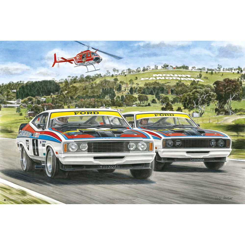 4928-impact-merch-mike-harbar-ford-bathurst-1977-regular-sized-poster-92x61cm