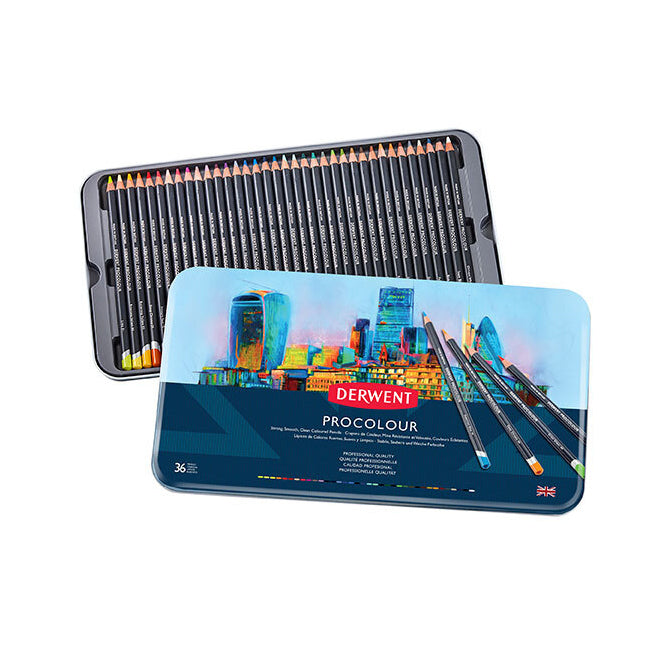 2302507-36pk-derwent-procolour-drawing-colouring-art-pencil-w-tin