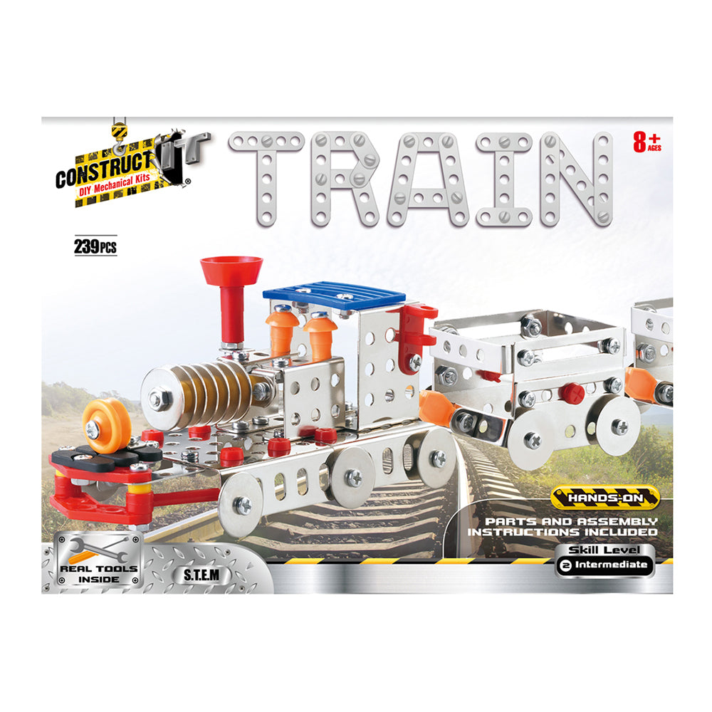 239pc Construct IT DIY Train Toy w/ Tools Kit Kids 8y+