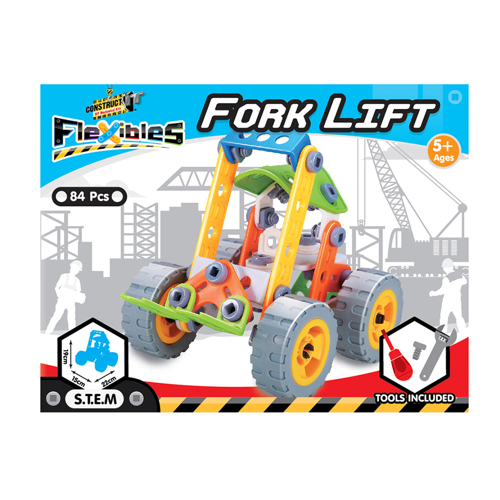 84pcs Construct IT Flexibles DIY Fork Lift Toy w/ Tools Kit Kids 4y+