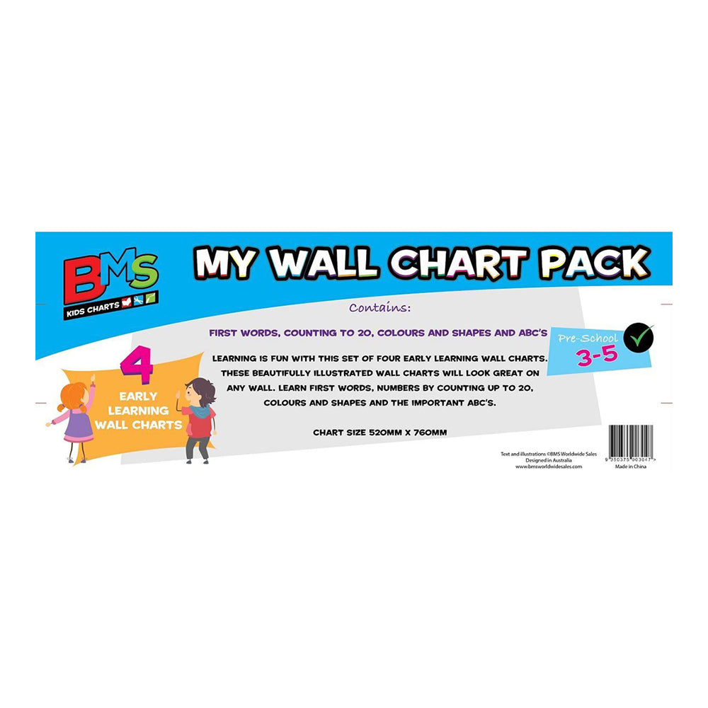 4pc Scribbles Stationery My Wall Chart Learning Shape/Alphabet Kids 3-5y