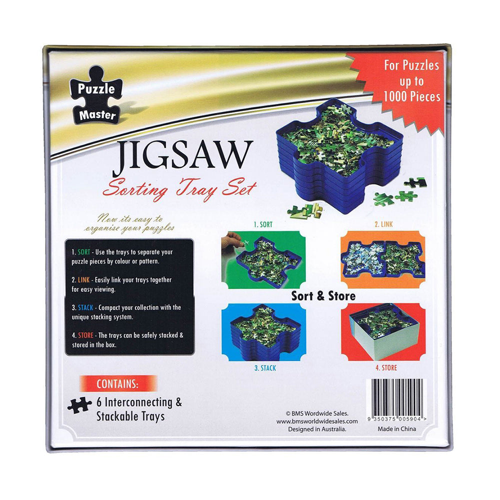 6pc Puzzle Master Interconnecting Stackable Jigsaw Sorting Tray Set