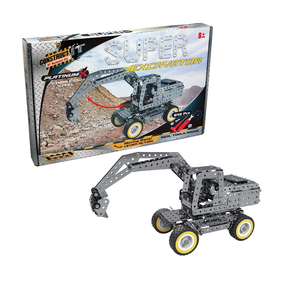 642pc Construct IT Platinum-X Super Excavator Toy w/ Tools Kit Kids 8y+