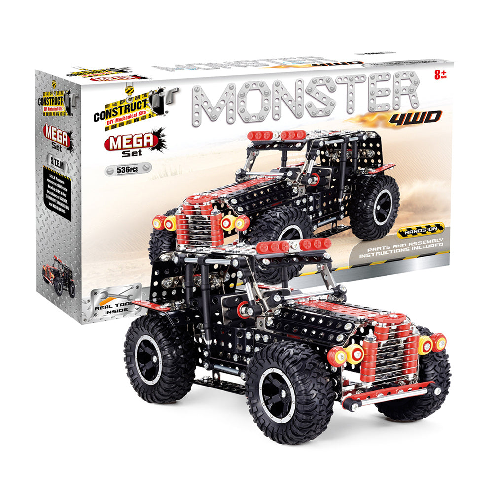 536pc Construct IT Mega Set DIY Monster 4WD Vehicle Toy w/Tools Kit Kids 8+