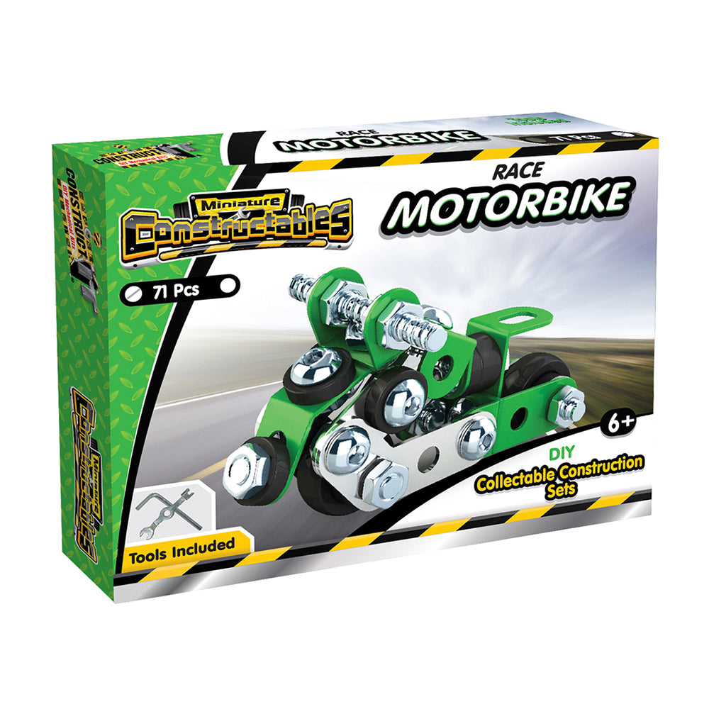 71pc Construct IT Constructables DIY Motorbike Toy w/ Tools Kids 6y+ Green