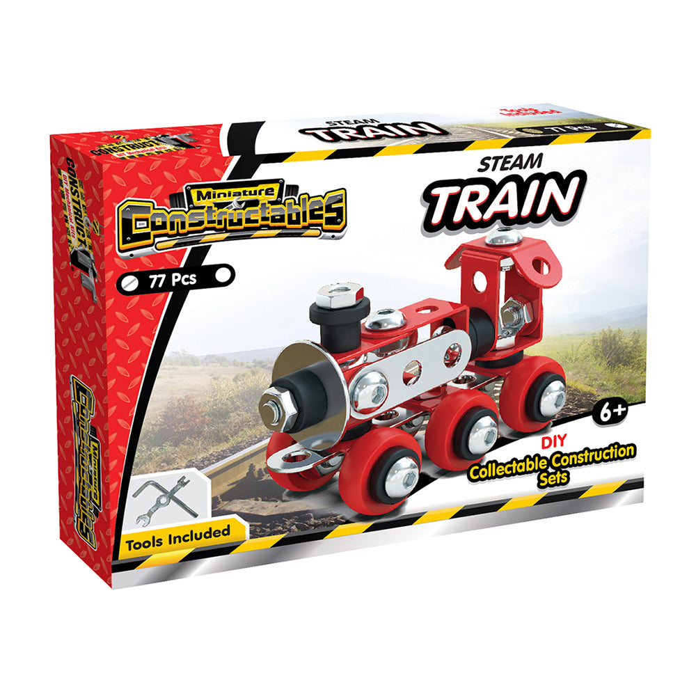 77pc Construct IT Constructables DIY Train Toy Set w/ Tools Kids 6y+ Red