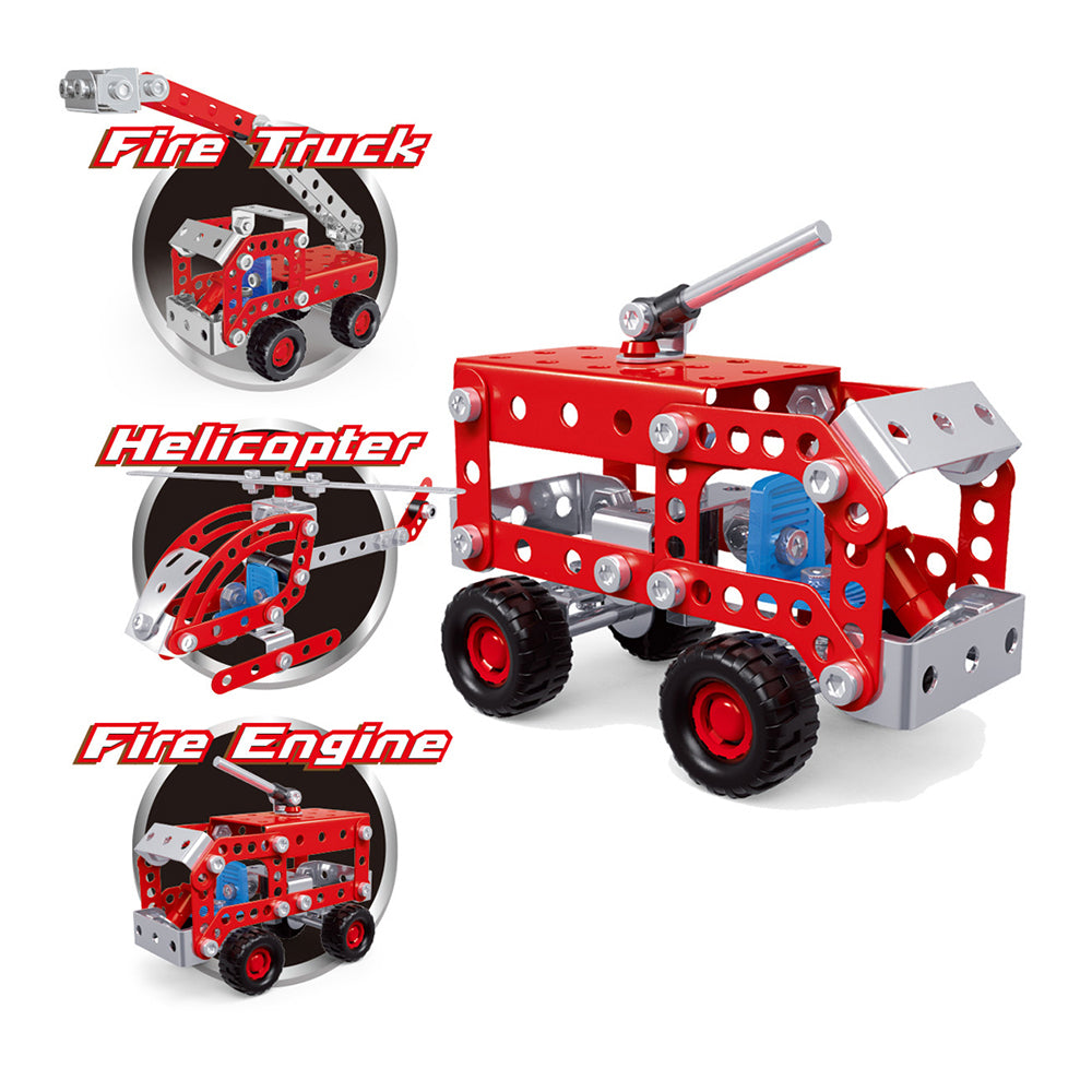 121pc Construct IT DIY 3-in-1 Fire Rescue Toy w/ Tools Kit Kids 8y+