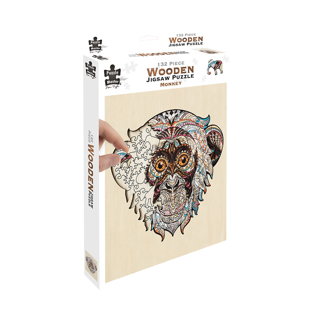 132pc Puzzle Master Series-1 Wooden Jigsaw w/ Stand Set Kids 8y+ Monkey