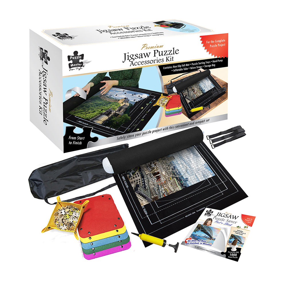 12pc Puzzle Master Mat/Tray/Pump/Tube/Strap/Bag Puzzle Accessories Kit