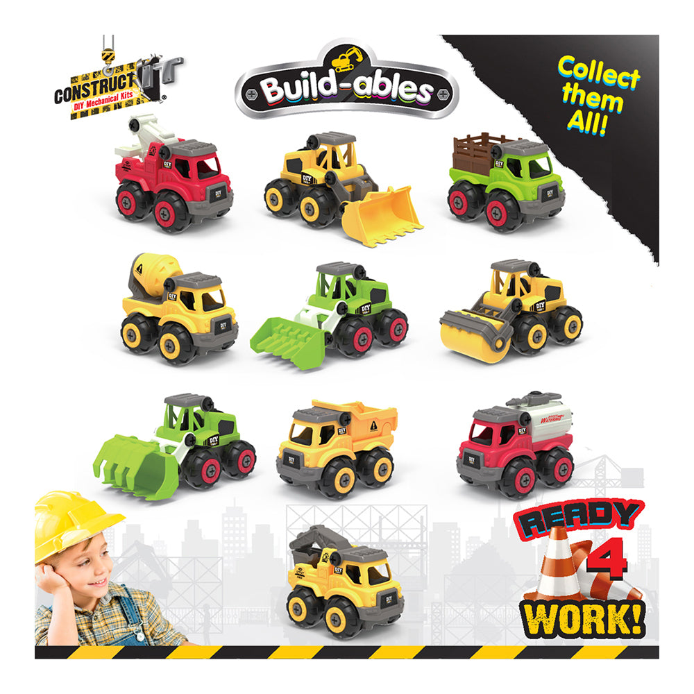 39pc Construct IT Buildables 2in1 Construction Truck Set w/Case Kids 3+ YLW