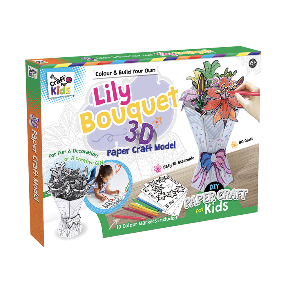 Craft For Kids Colour & Build 3D Lily Bouquet Papercraft Model Children 6y+
