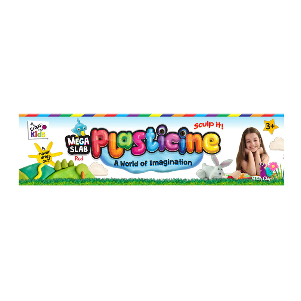 Craft For Kids Mega Slab Plasticine 500g Clay Block Red 3y+