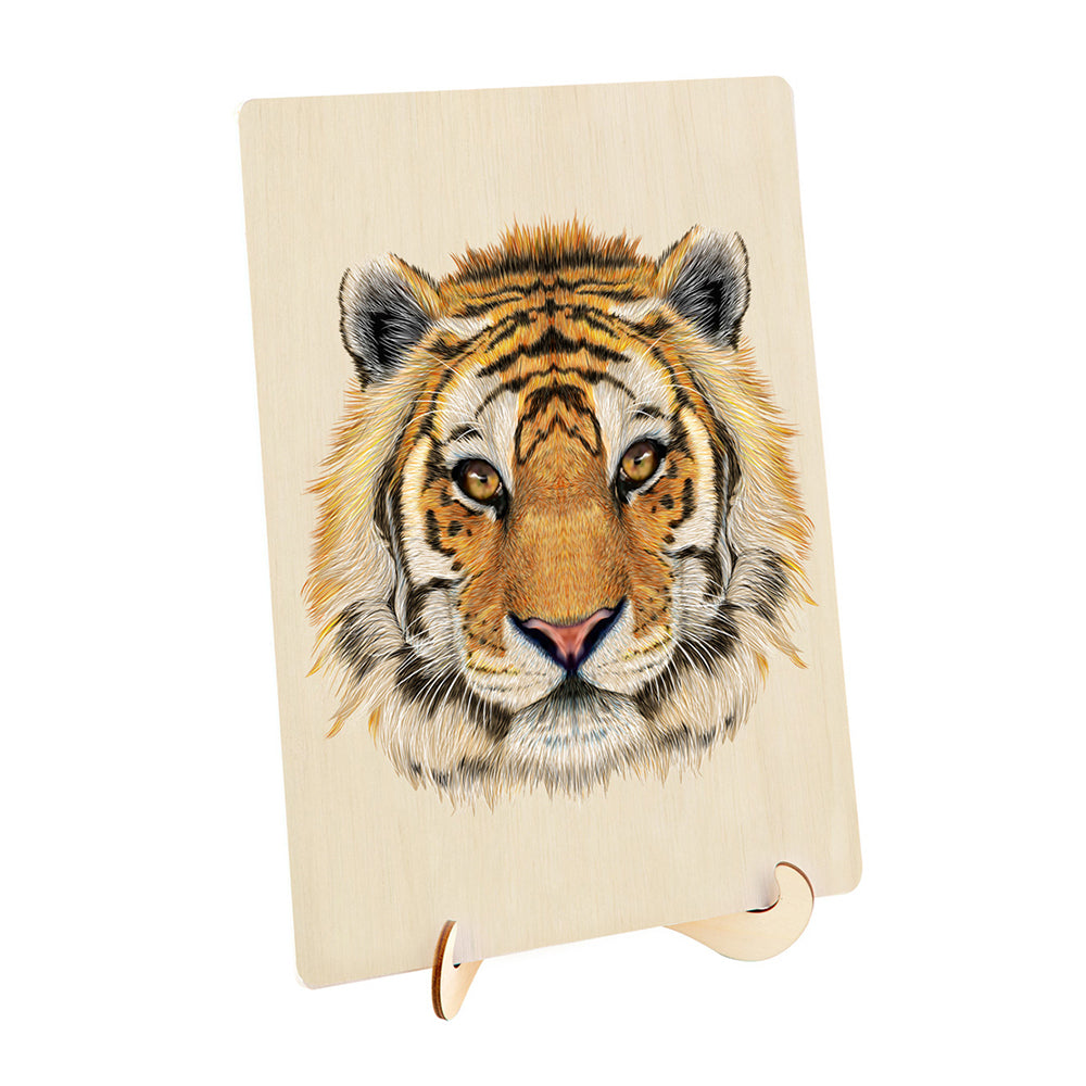 130pc Puzzle Master A3 Shaped Wooden Jigsaw w/ Stand Set Kids 8y+ Tiger