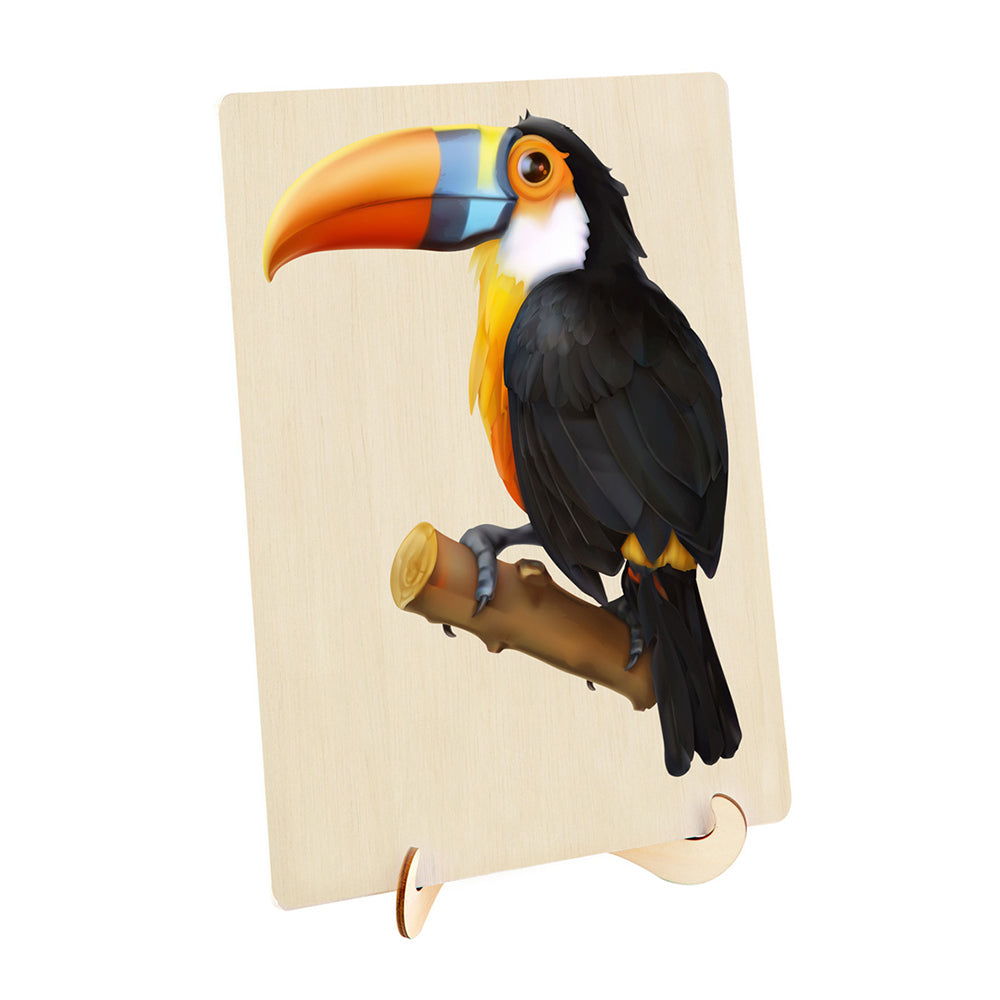135pc Puzzle Master A3 Shaped Wooden Jigsaw w/ Stand Set Kids 8y+ Toucan