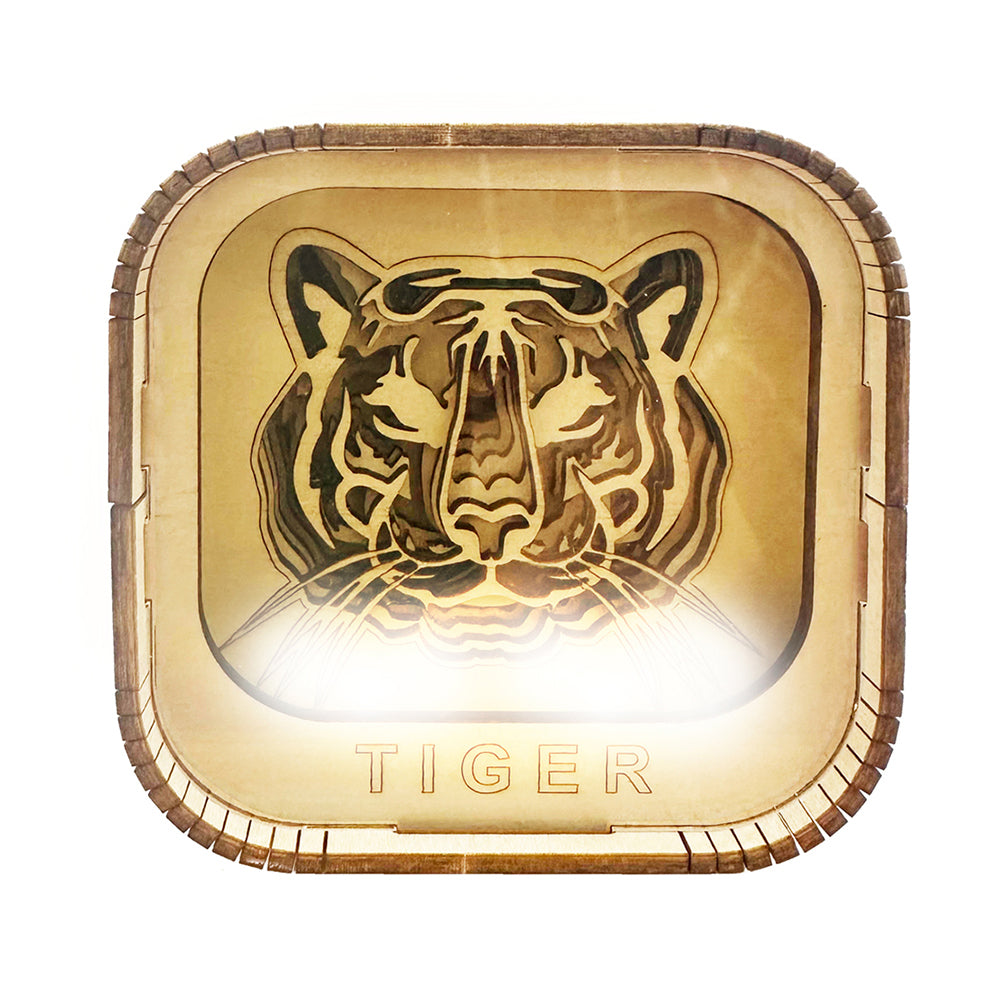 10pc Puzzle Master Night Light 3D Wooden Puzzle Set Kids/Adults 8y+ Tiger