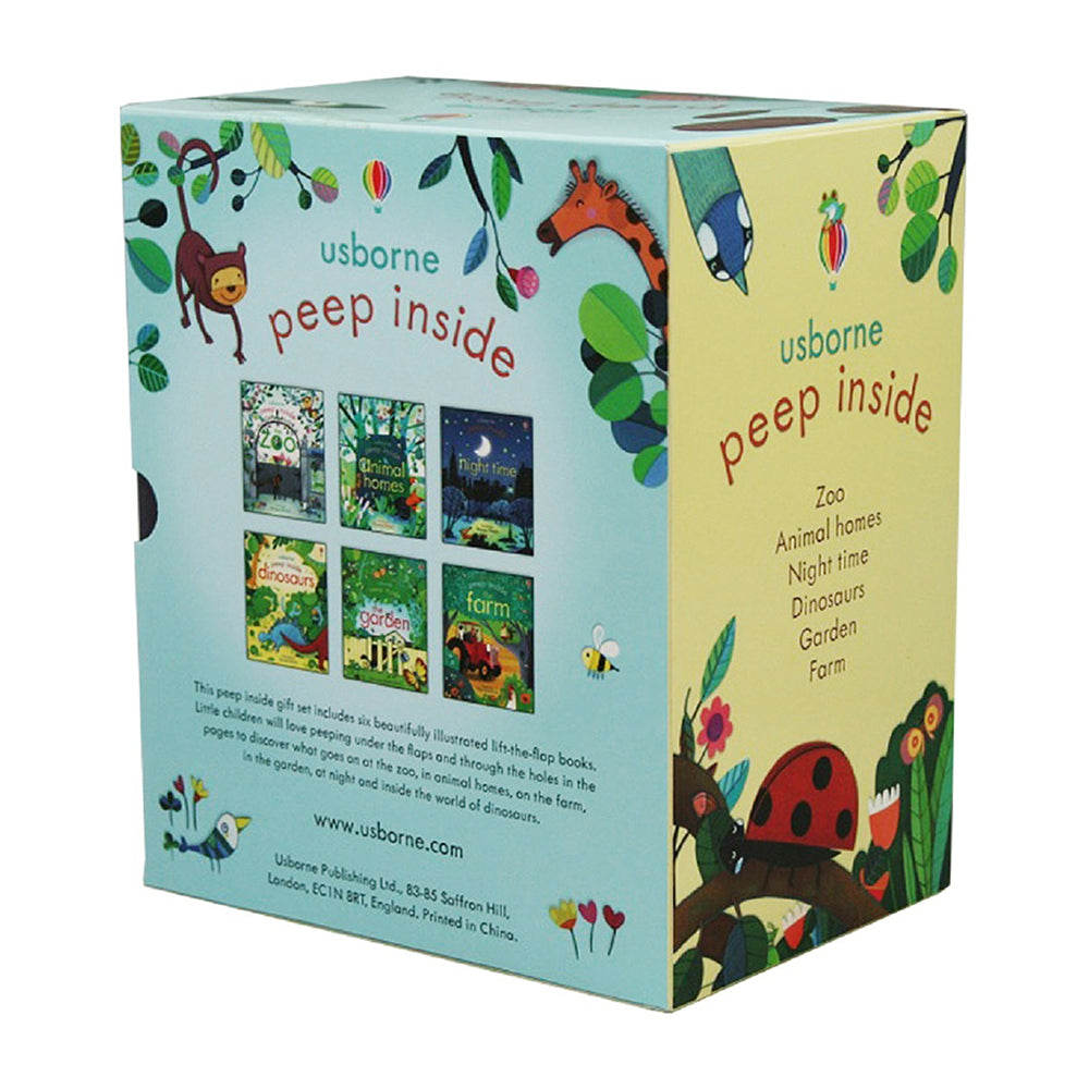 6pc Usborne Peep Inside Kids Reading Picture Book Box Gift Set 3y+