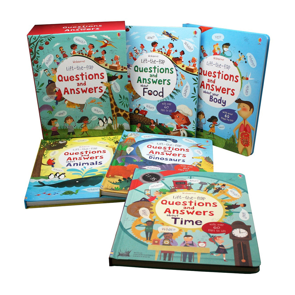 5pc Usborne Lift The Flap Questions & Answers Book Collection Set 8y+