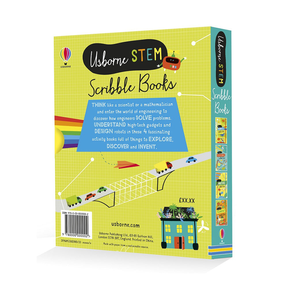 4pc Usborne Stem Scribble Box Kids Book Collection Set 5y+