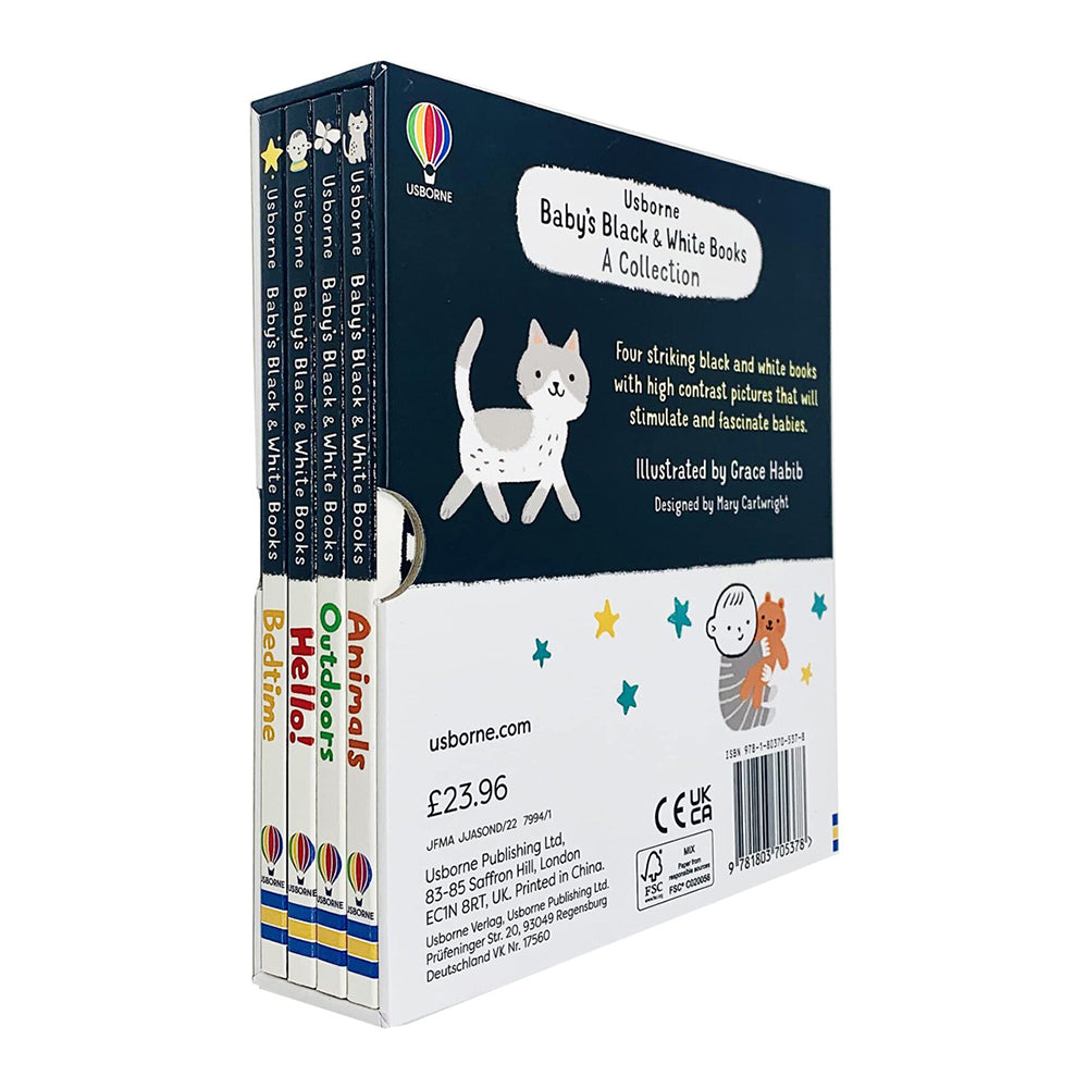 4pc Usborne Baby's Black & White Kids Book Collection Set 18m+