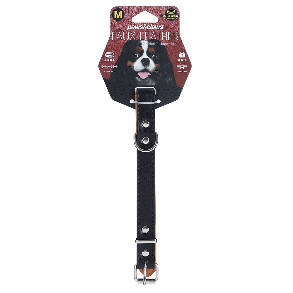 Paws & Claws Premium Original Dog/Pet 36-45x2cm Collar Padded M - Assorted