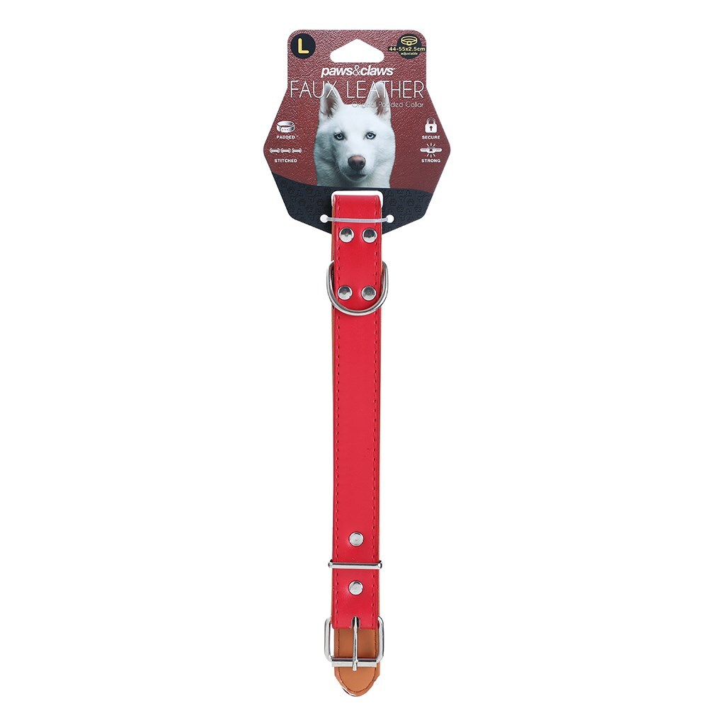 Paws & Claws Premium Original Dog/Pet 44-55x2.5cm Collar Padded L - Assort