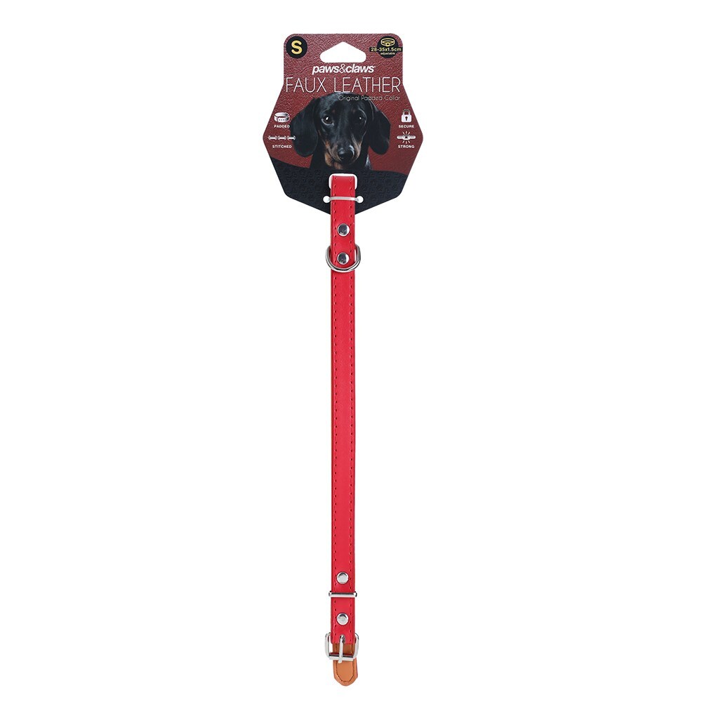 Paws & Claws Premium Original Dog/Pet 28-35x1.5cm Collar Padded S - Assort