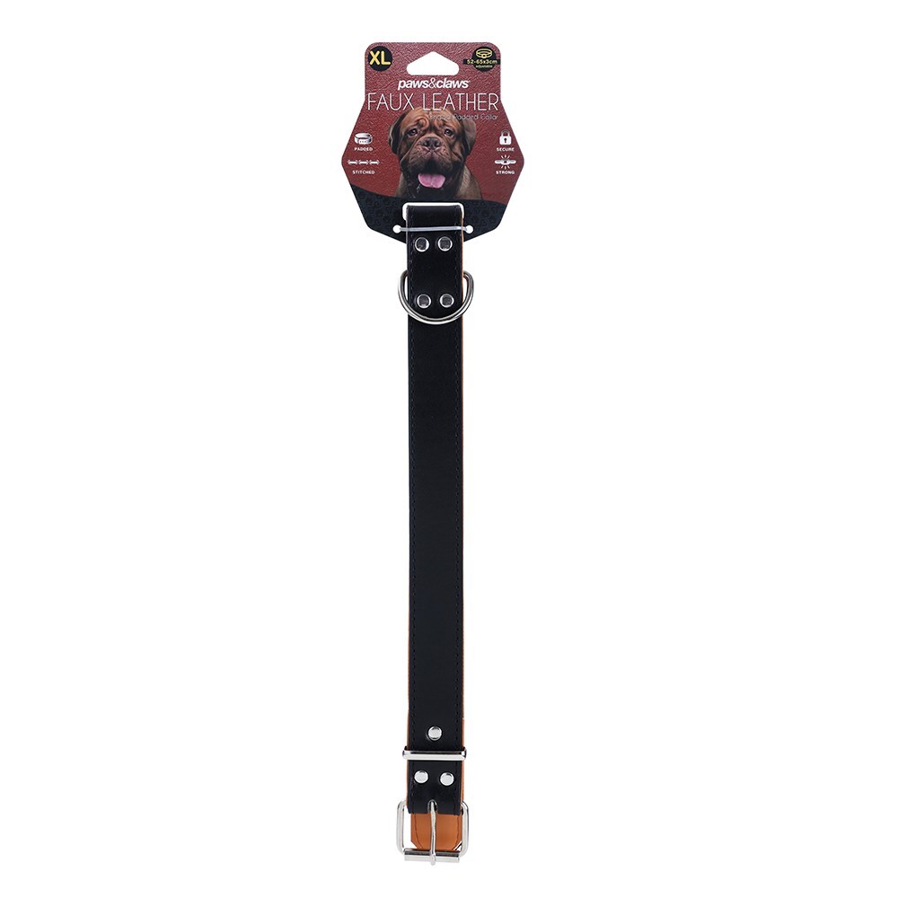 Paws & Claws Premium Original Dog/Pet 52-65x3cm Collar Padded XL - Assort