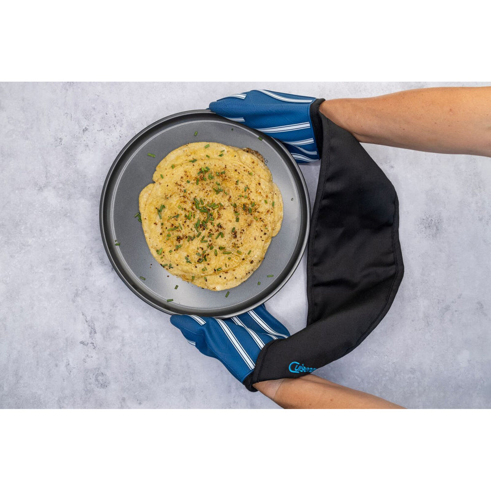 Cuisena Silicone & Fabric Double Glove - Blue Stripe